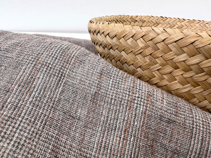 100% Linen Fabric – Brown Melange Glen Plaid, Light to Medium Weight 6447 6448