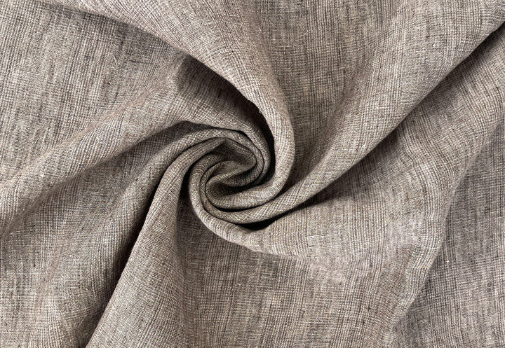 100% Linen Fabric – Brown Melange Glen Plaid, Light to Medium Weight 6447 6448