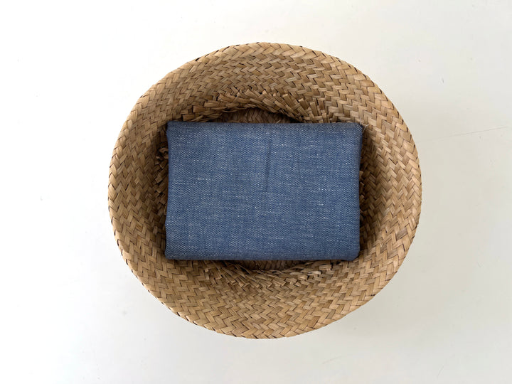 Blue Chambray Twill Fabric – Linen Cotton Blend, Pre-Washed 8263