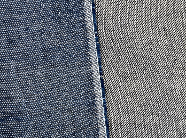 Linen Cotton Fabric – Navy Denim Style Chambray Twill, Medium to Heavy Weight 1567