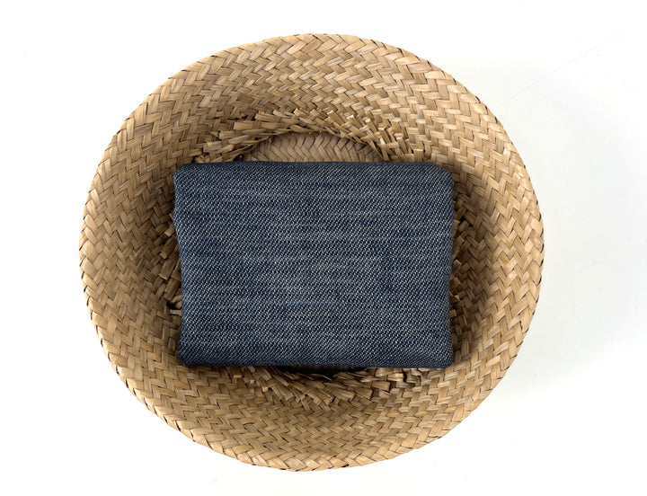 Linen Cotton Fabric – Navy Denim Style Chambray Twill, Medium to Heavy Weight 1567