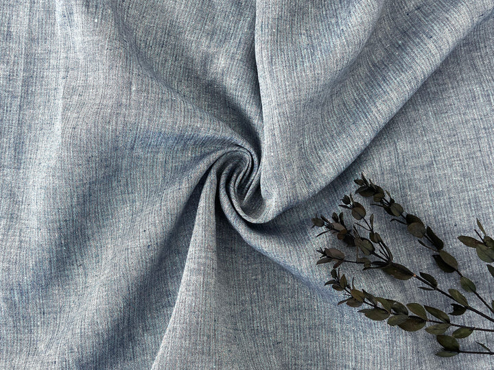 Blue Stripe Linen Lurex Fabric – Metallic Sparkle, Light-Medium Weight 2972