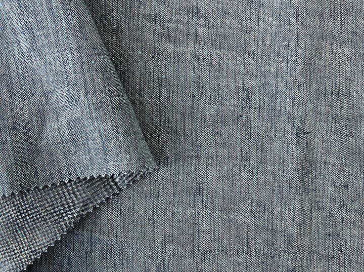 Blue Stripe Linen Lurex Fabric – Metallic Sparkle, Light-Medium Weight 2972