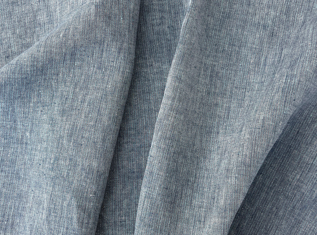 Blue Stripe Linen Lurex Fabric – Metallic Sparkle, Light-Medium Weight 2972