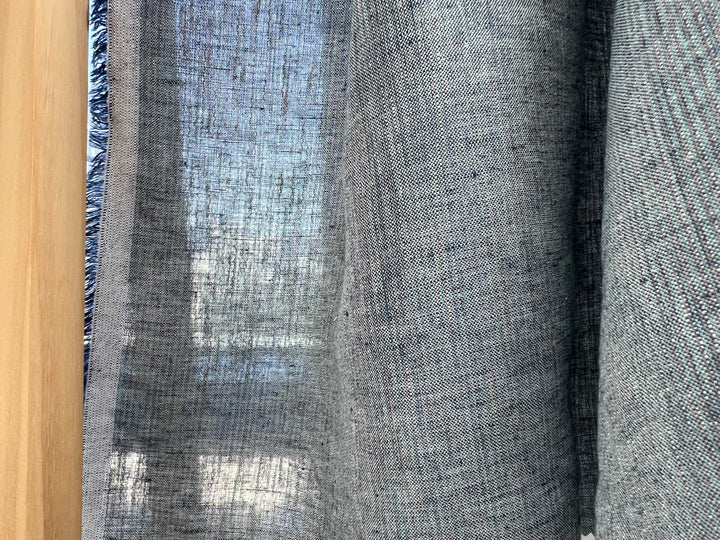 Blue Stripe Linen Lurex Fabric – Metallic Sparkle, Light-Medium Weight 2972