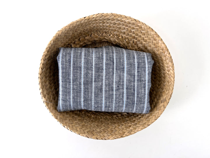Linen Fabric with Silver Lurex – Striped Dobby Weave, Pre-Washed 2520