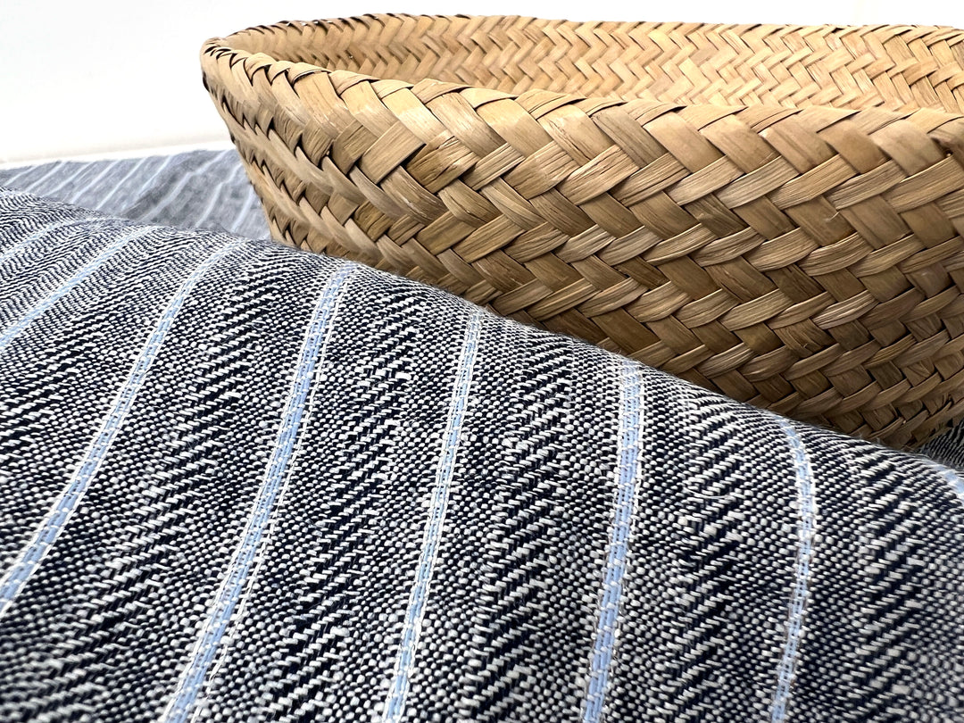 Linen Fabric with Silver Lurex – Striped Dobby Weave, Pre-Washed 2520