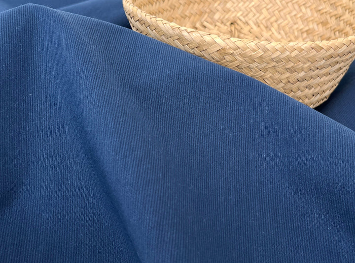 Blue Cotton Polyester Dobby Fabric – Subtle Stripe, Natural Stretch 8270
