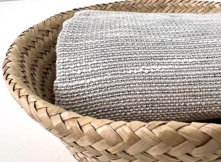 Linen Blend Dobby Tweed-Style Fabric – Grey Melange Texture | Light-Medium Weight, Pre-Washed 8269
