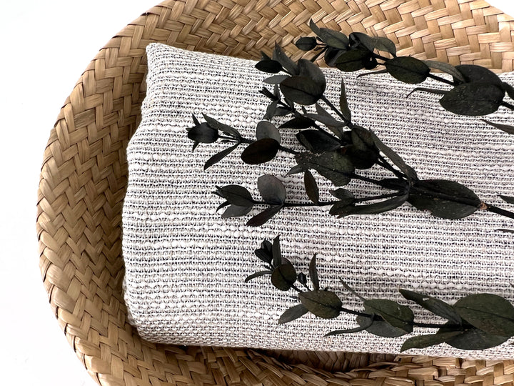 Linen Blend Dobby Tweed-Style Fabric – Grey Melange Texture | Light-Medium Weight, Pre-Washed 8269