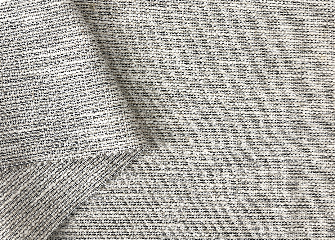 Linen Blend Dobby Tweed-Style Fabric – Grey Melange Texture | Light-Medium Weight, Pre-Washed 8269