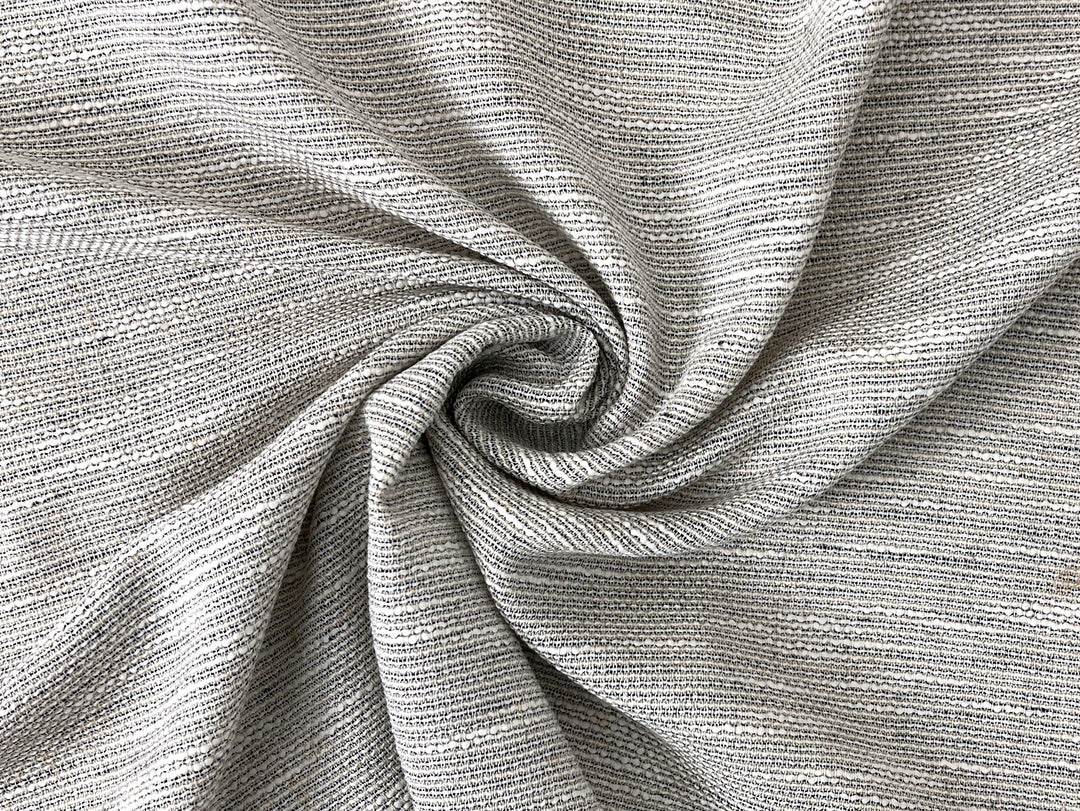 Linen Blend Dobby Tweed-Style Fabric – Grey Melange Texture | Light-Medium Weight, Pre-Washed 8269
