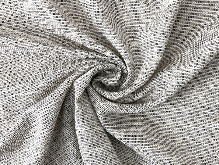 Linen Blend Dobby Tweed-Style Fabric – Grey Melange Texture | Light-Medium Weight, Pre-Washed 8269