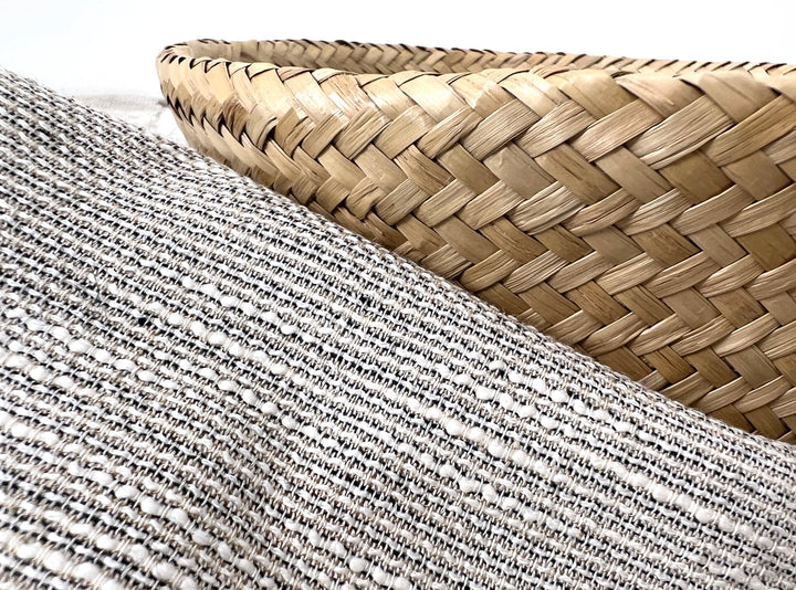 Linen Blend Dobby Tweed-Style Fabric – Grey Melange Texture | Light-Medium Weight, Pre-Washed 8269