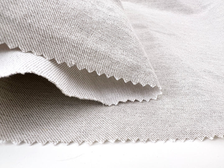 Linen Cotton Twill Fabric – Light Natural Color, Medium Weight, Pre-washed 8216