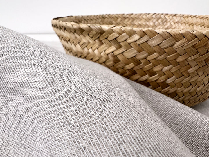 Linen Cotton Twill Fabric – Light Natural Color, Medium Weight, Pre-washed 8216
