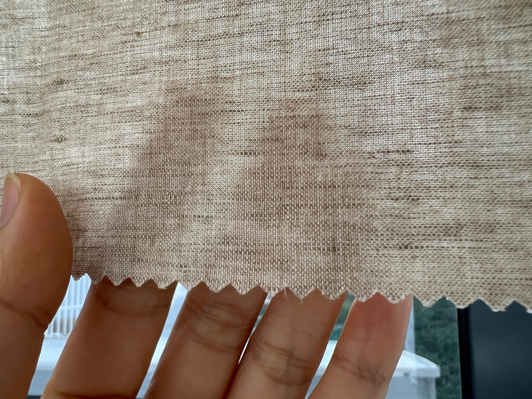 Beige Melange Linen Cotton Fabric – Chambray Two-Tone Effect 7736