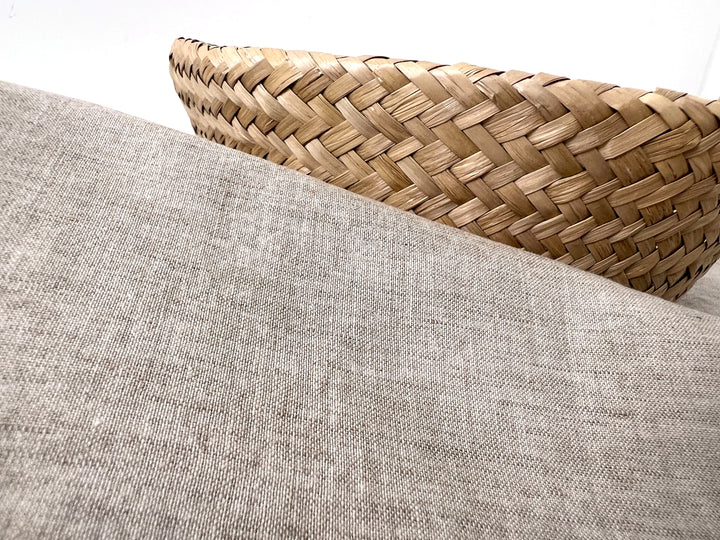 Beige Melange Linen Cotton Fabric – Chambray Two-Tone Effect 7736