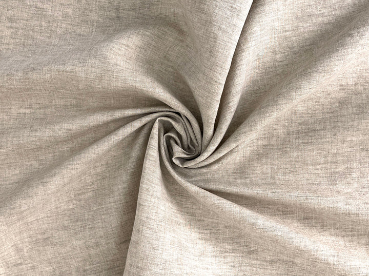 Beige Melange Linen Cotton Fabric – Chambray Two-Tone Effect 7736