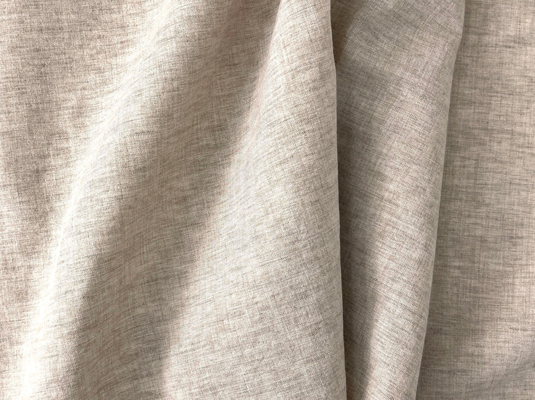 Beige Melange Linen Cotton Fabric – Chambray Two-Tone Effect 7736