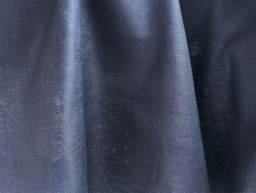 Navy 100% Linen Fabric – Heavy Weight Mat Canvas Weave 8213
