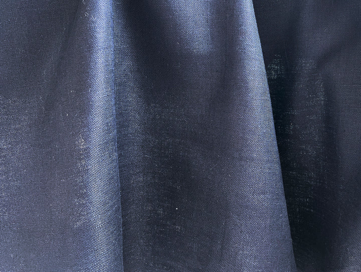 Navy 100% Linen Fabric – Heavy Weight Mat Canvas Weave 8213