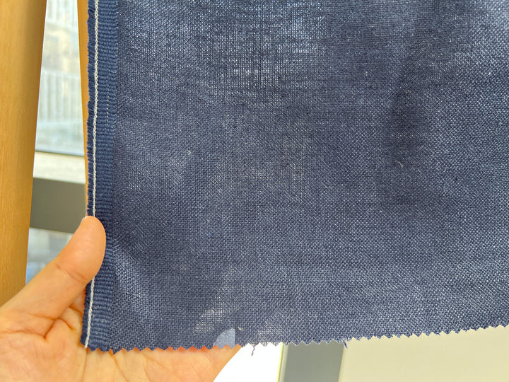 Navy 100% Linen Fabric – Heavy Weight Mat Canvas Weave 8213