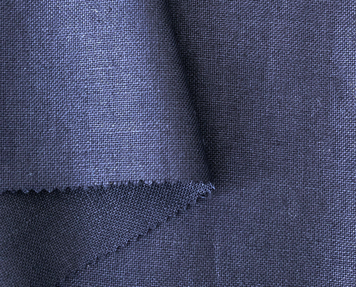 Navy 100% Linen Fabric – Heavy Weight Mat Canvas Weave 8213