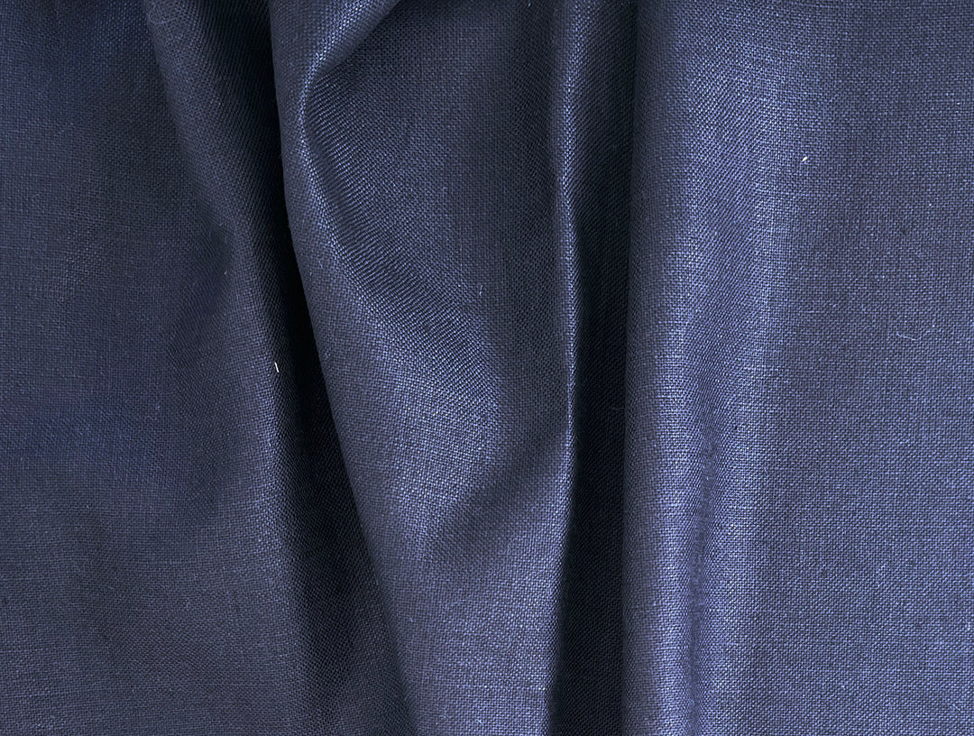 Navy 100% Linen Fabric – Heavy Weight Mat Canvas Weave 8213