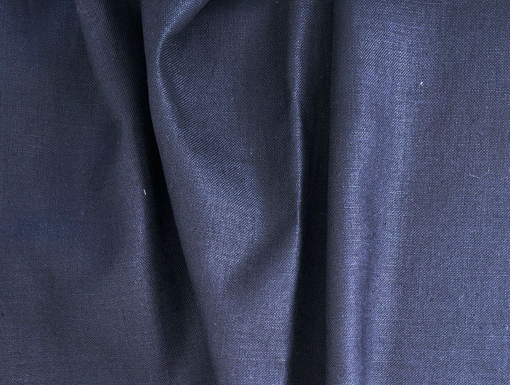 Navy 100% Linen Fabric – Heavy Weight Mat Canvas Weave 8213