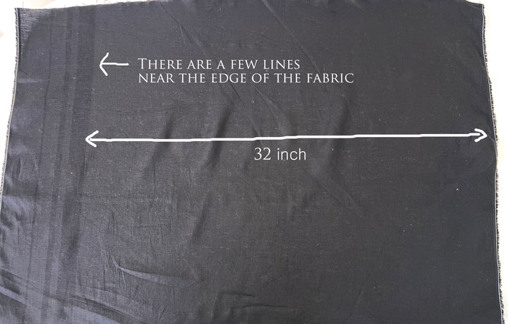 Black 100% Linen Fabric – Lightweight, Pre-Washed, Subtle Stripe Variation