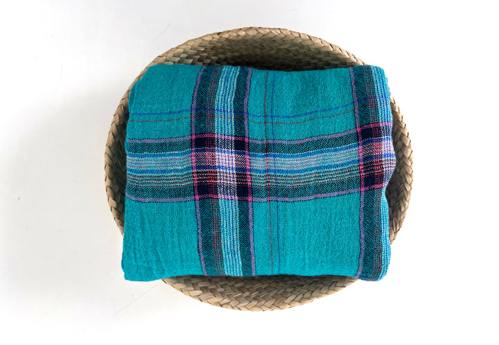 Classic Tartan Check Linen Blend Fabric – Red & Teal Options 7991 7992