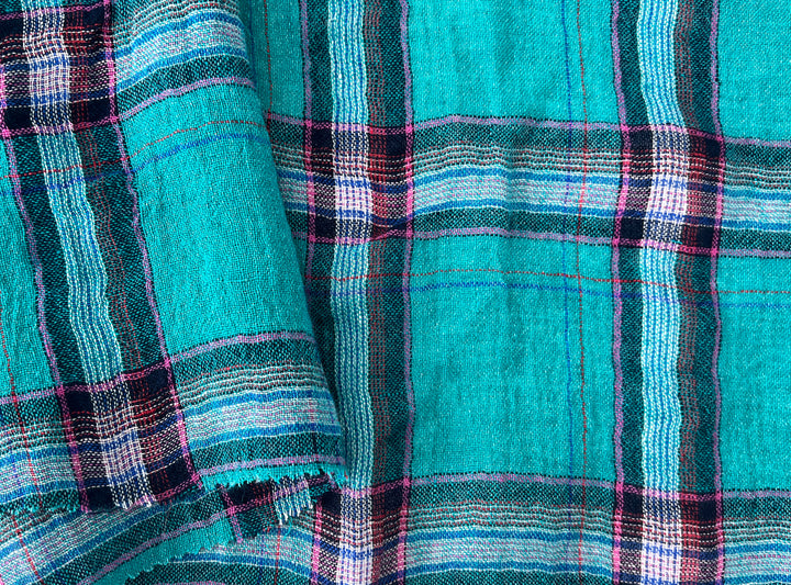 Classic Tartan Check Linen Blend Fabric – Red & Teal Options 7991 7992