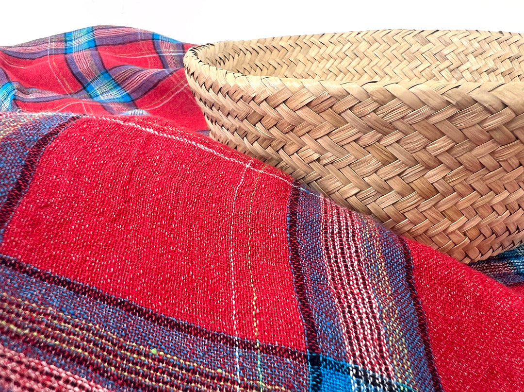 Classic Tartan Check Linen Blend Fabric – Red & Teal Options 7991 7992