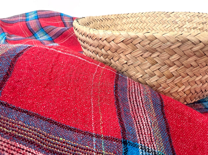Classic Tartan Check Linen Blend Fabric – Red & Teal Options 7991 7992
