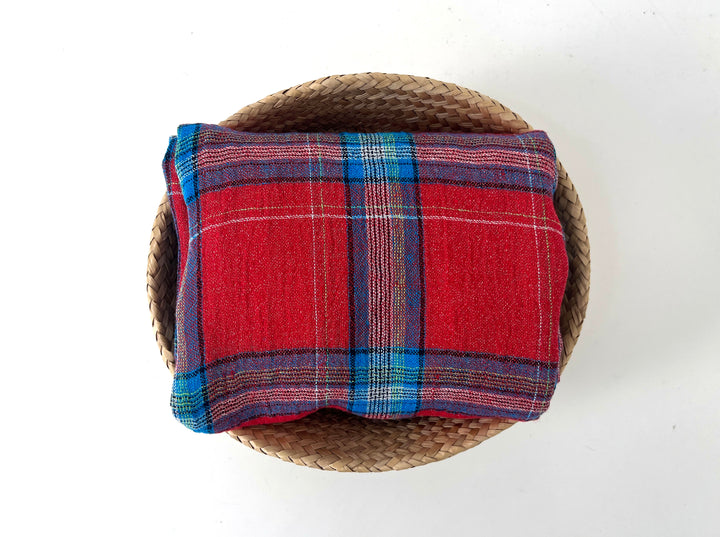 Classic Tartan Check Linen Blend Fabric – Red & Teal Options 7991 7992