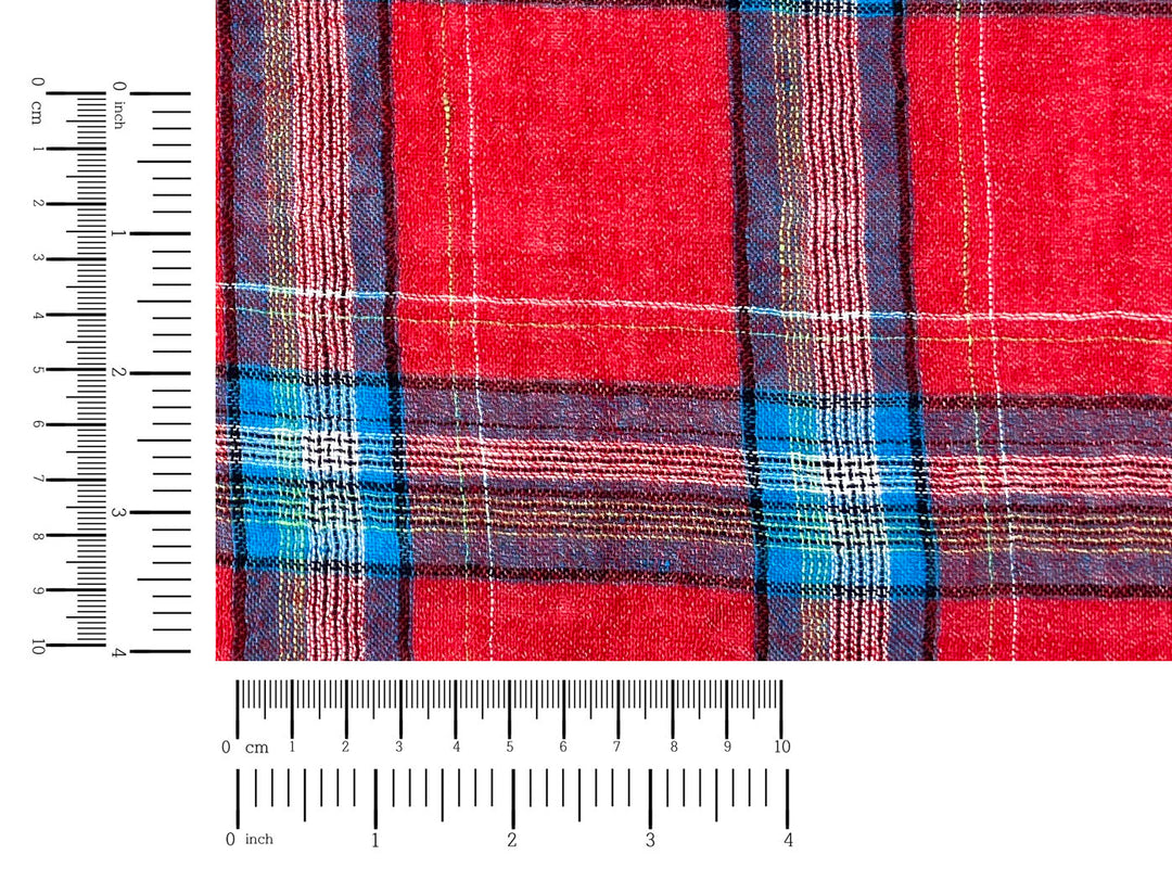 Classic Tartan Check Linen Blend Fabric – Red & Teal Options 7991 7992
