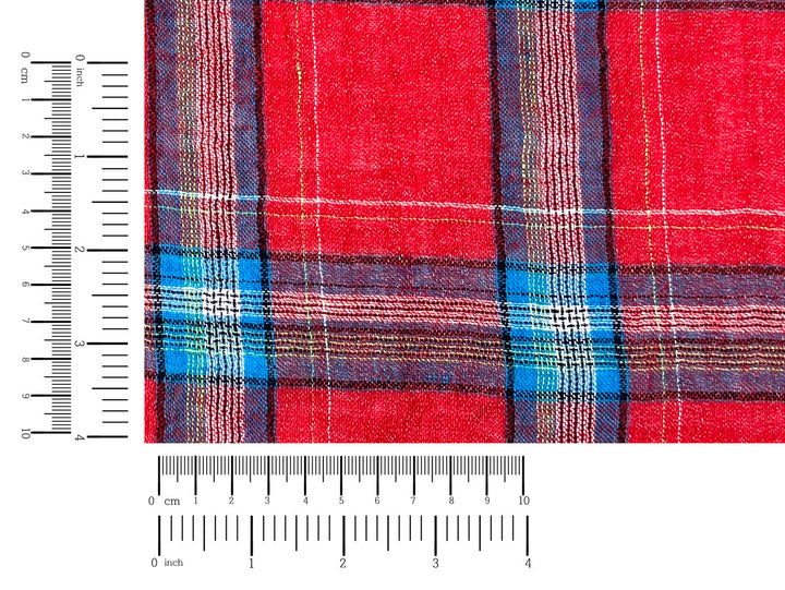 Classic Tartan Check Linen Blend Fabric – Red & Teal Options 7991 7992