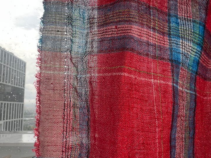 Classic Tartan Check Linen Blend Fabric – Red & Teal Options 7991 7992