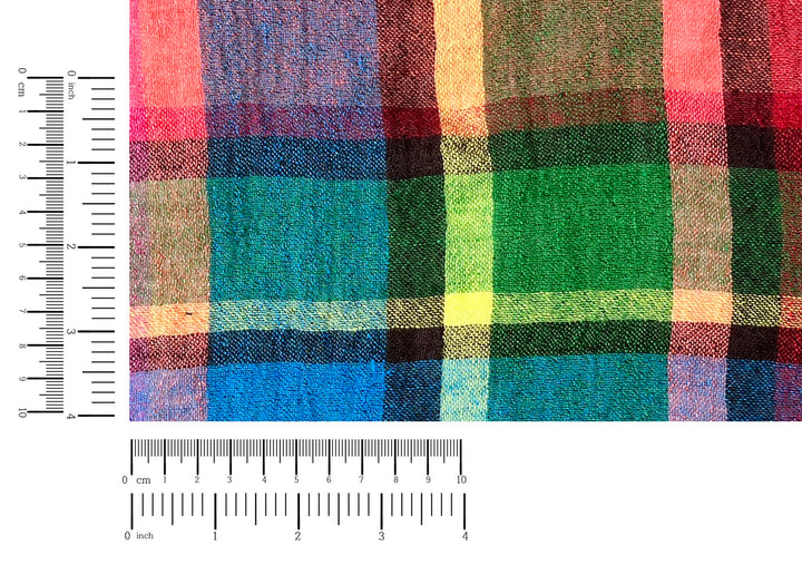Vivid Multicolor Madras Plaid Linen Blend Fabric – Light Weight with Natural Wrinkle Effect  7587