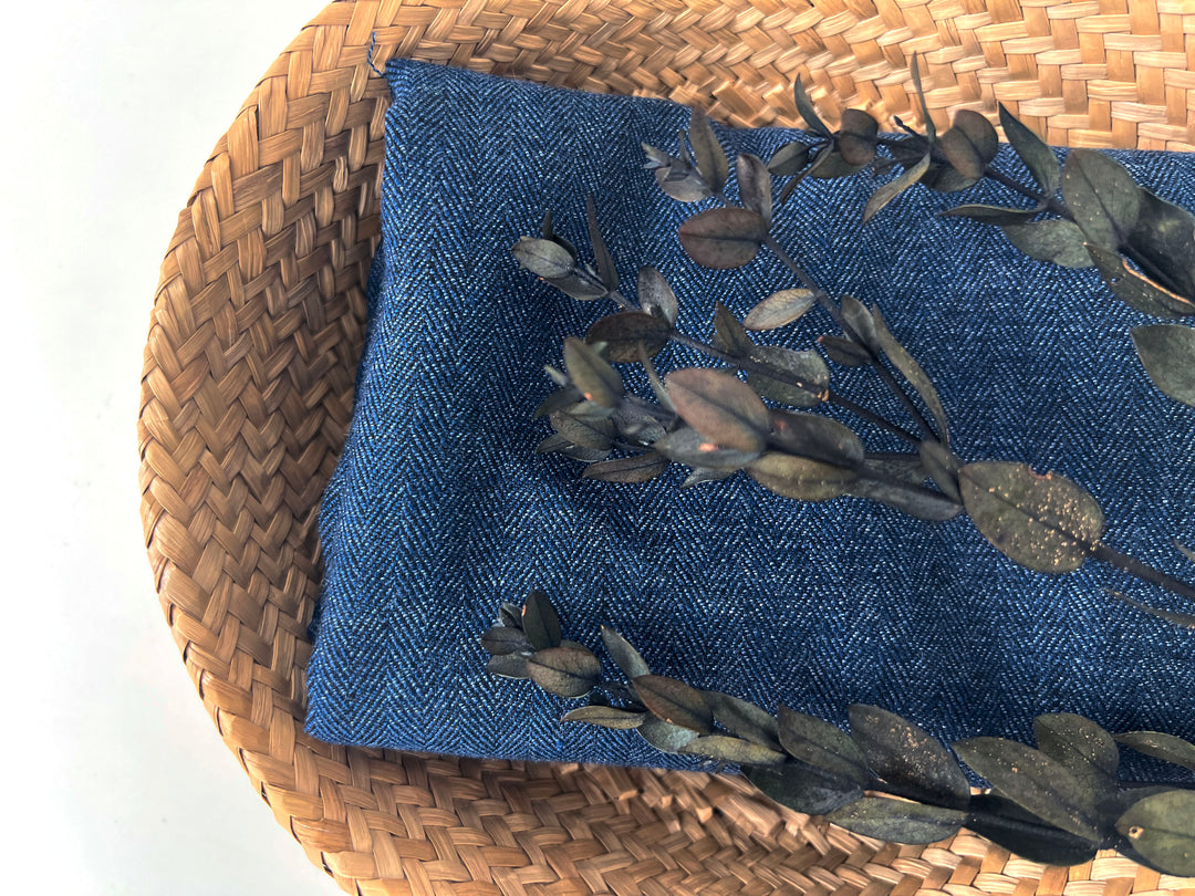 Linen Blend Herringbone Chambray Fabric with Stretch – Medium Weight 8013 8014 8200