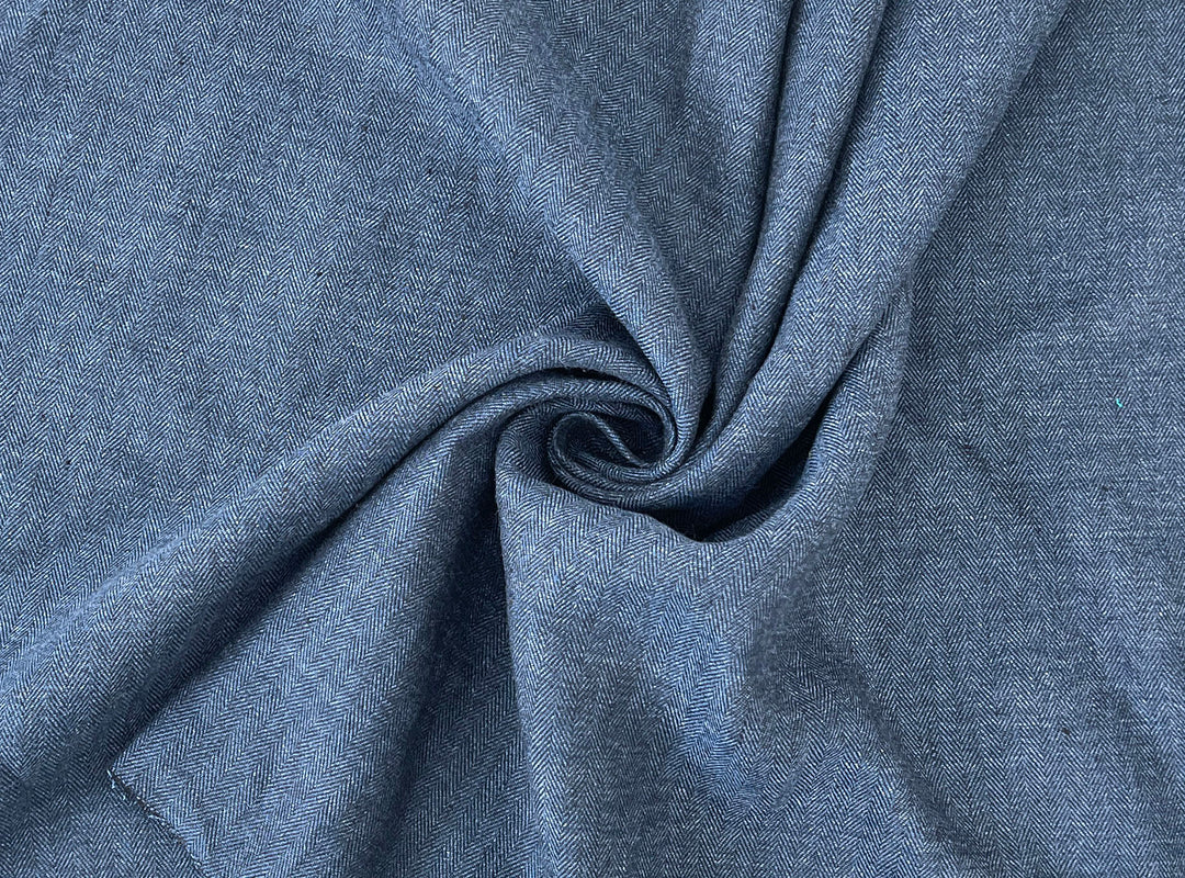 Linen Blend Herringbone Chambray Fabric with Stretch – Medium Weight 8013 8014 8200