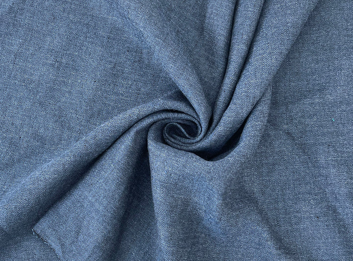 Linen Blend Herringbone Chambray Fabric with Stretch – Medium Weight 8013 8014 8200