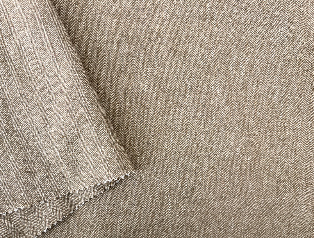 Linen Blend Herringbone Chambray Fabric with Stretch – Medium Weight 8013 8014 8200