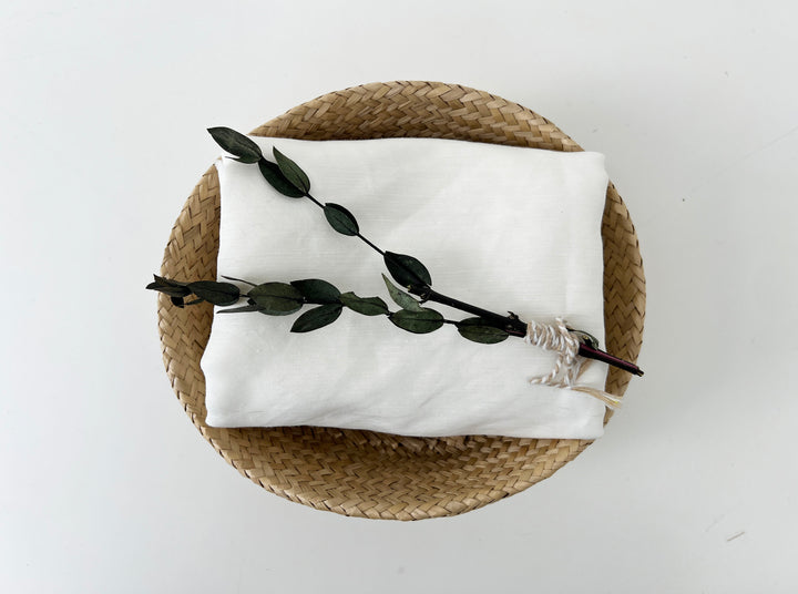 White Linen Nylon Twill Fabric – Light to Medium Weight, Pre-Washed Soft 4279