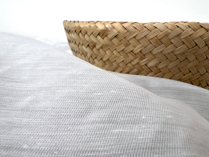 White Linen Nylon Twill Fabric – Light to Medium Weight, Pre-Washed Soft 4279