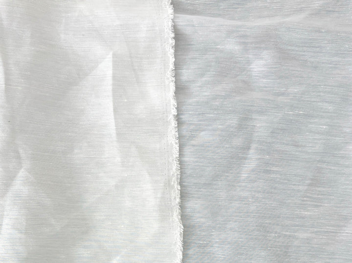 White Linen Nylon Twill Fabric – Light to Medium Weight, Pre-Washed Soft 4279