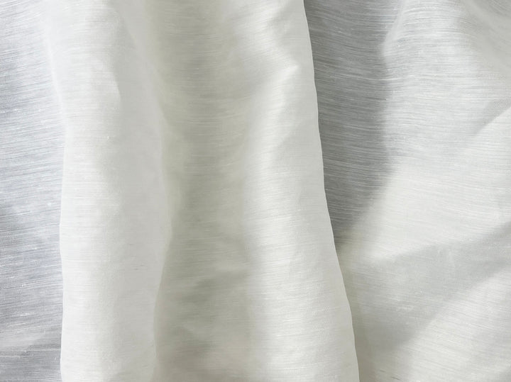 White Linen Nylon Twill Fabric – Light to Medium Weight, Pre-Washed Soft 4279