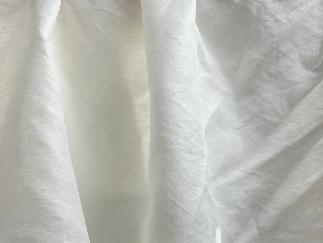 White Linen Nylon Twill Fabric – Light to Medium Weight, Pre-Washed Soft 4279