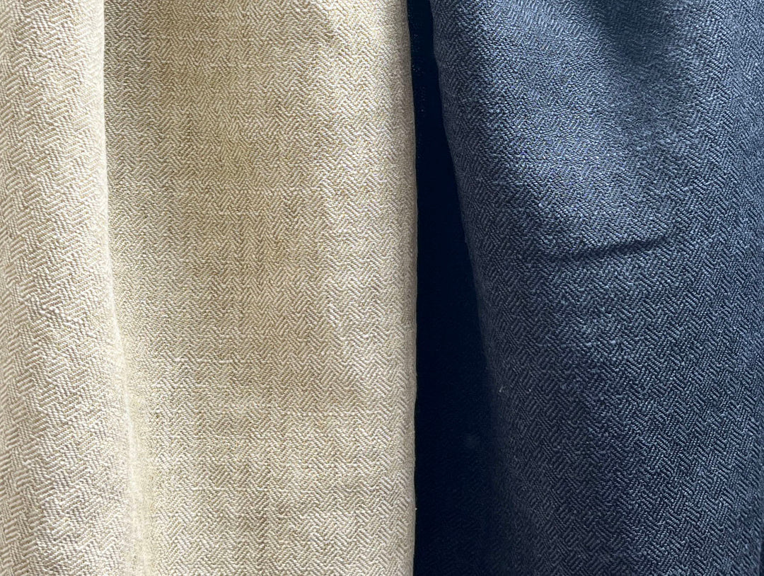 Linen Ramie Cotton Fabric – Broken Herringbone Chambray Weave 8278 8279